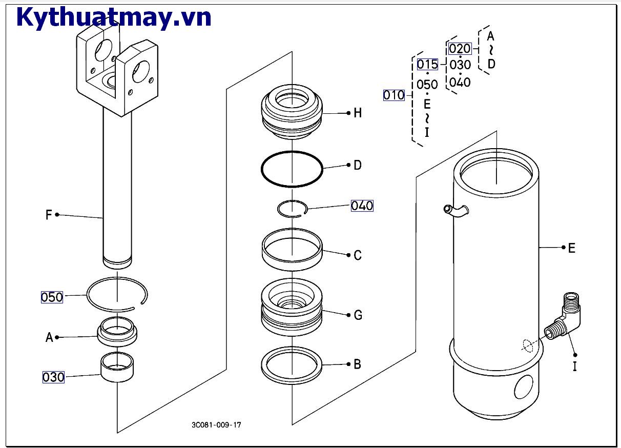 Bộ nâng hạ xilanh ( những bộ phận cấu thành) ( mới) 10001 đên 49999